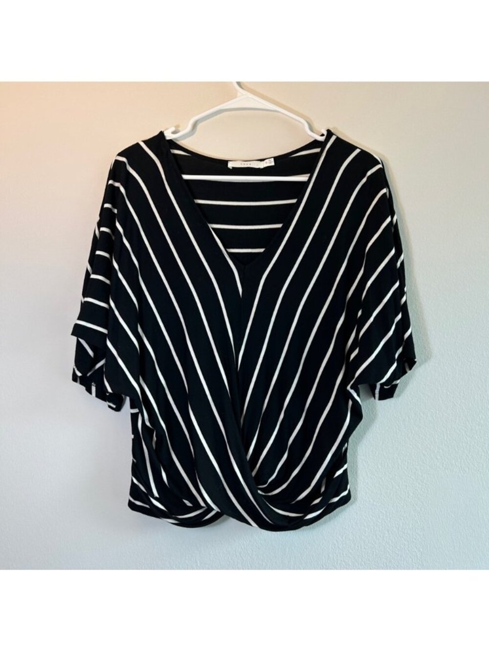 Lush Black and White Striped Women's Top Size Medium